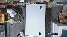 Cute Redhead Burglar Drilled Hard By Security!