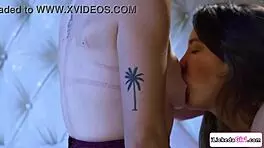 Whoa, this lesbian babysitter is licking and slapping her boss's tits 😏