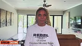 Ebony Teen's Big Tits and Pussy Stretched in Interracial Casting