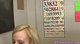 real amateur teen babe in pov scene tugging and handling big cock with skilled handjob moves