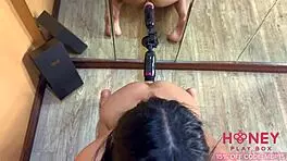 beautiful colombian girl lives out fantasy of handling two cocks together