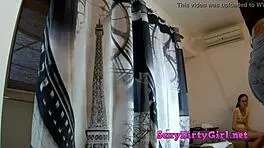 Teen Plays with Short Jeans On and Off