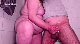 compilation of cum covered babe with big ass and hairy cock in public close-up