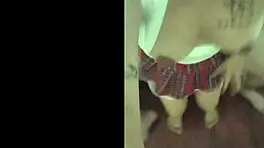 big tits asian babysitter rides hard cock in cowgirl, her wet pussy bouncing bareback.