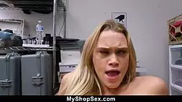 Hot Blonde Bikini Model Thief Gets Blackmailed Into Doggystyle Sex With Mall Guard