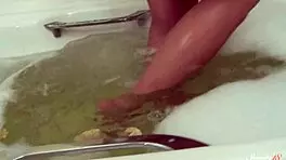 Blonde Teen Calvina B Cums Hard After Playing With Handheld Shower