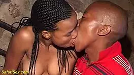 Skinny hairy african teen gets fucked doggystyle with cumshot