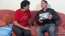 big cock guy fucks german mature cougar in reverse cowgirl riding position