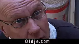 Nataly seduces old man with nasty pussy for facial cumshot