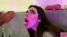 E-girl screams, 'I love sucking big dick with deepthroat and cumshot!'