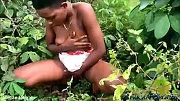 curvy ebony teen owned hard outdoors on ranch with big black cock and golden shower