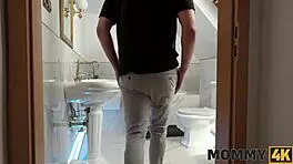 mommy4k mature brunette got so horny and fucked young 18+ dude at their first meeting in bathroom