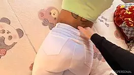 Hard Sex With Neighbor While She Talks On Phone With Cuckold Boyfriend Ripping Her Jeans And Ass