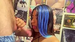 Pretty University Babe Sucks And Gets Facial From Tattooed Bodybuilder