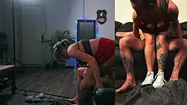 Does this hot milf handcuff her big cock slave for a facial?