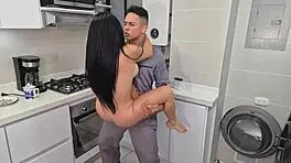 Alejandra Palacios seduces the plumber and rides his cock