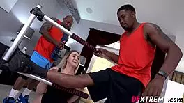 Blonde Kenzie Madison takes on two huge black dicks in this intense scene