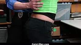 shoplifting teen strip searched and fucked by creep mall officer