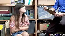 what if this scared teen 18+ shoplifter gets dominated by security in the backroom?