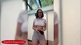 Horny stepsis eve sweet caught masturbating on video. She uses dildo on wet pussy and asshole.