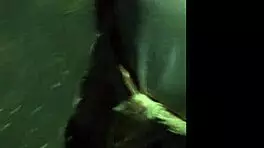 Tattooed Chubby Cougar Shows Big Tits While Dancing In Public Bath