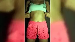 she touches herself in mini skirt, groping small tits, bent over asking for anal sex