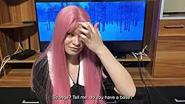 step sister tried on a new student blowjob uniform and she showed to step brother her skill