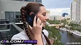 Sneaky Pigtail Pleasure With Serena Hill - Ball Sucking & Cum Surprise