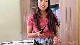 shy latina practices anal with toys before trying it out bent over in amateur doggystyle session