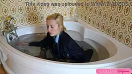 drenched schoolgirl sophia moans in bath fingering to orgasm 😘