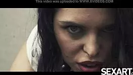 Stunning models in bondage and heels tease with blowjobs and licks