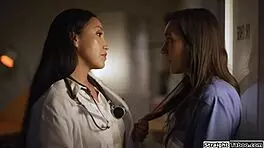 Latina doctor seduces nurse with oral and fucking to avoid trouble