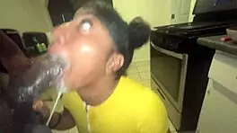 my stepsister thot sucks monster cock in doggystyle. wet handjob and face fucking with ebony slut spreading.