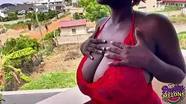 Early Morning OUTDOOR BOOB TIT FUCK With MASTURBATING And SQUIRTING In Lingerie