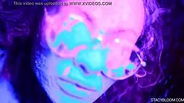 Teen poses solo in bathroom