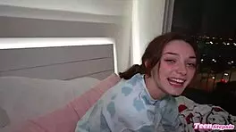 Daddy Johnny loves making Shrooms' tight pussy squirt with her cute butt plug in