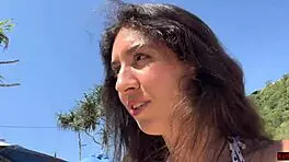 walking with hot cum on face public beach full of people cumwalk