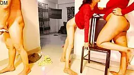 sister in law and her vhabi in a threesome with face fucking and anal riding.