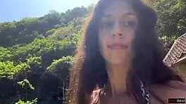 walking with hot cum on face public beach full of people cumwalk