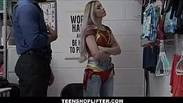 Petite Blonde Teen Shoplifter Delilah Day Caught, Clothes Ripped, Fucked By Officer In Office