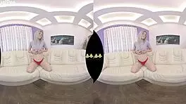 vr piss play and dildo fucking on the sofa with close-ups