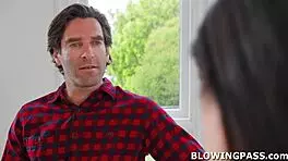 Teen student gives private tutor blowjob