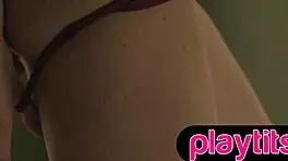 skinny blonde italian milf strips, showing off perky small tits