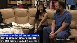 I scream as Raya Nguyen slaps my shaved pussy with latex gloves and toys