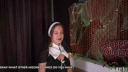 sexy nun sucking dick swallowing cum