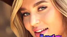 Smoking hot all natural teen 18+ cowgirl blake blossom flashes her big boobs