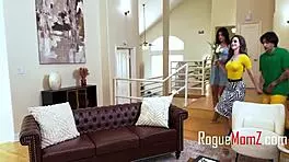 Step mom and waitress serve dessert