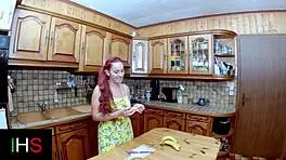 Fun kitchen scene with dildos and fruit 🍌