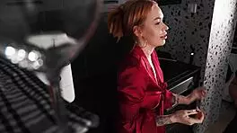 Stepmom gives blowjob instead of food?