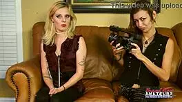 skinny cuties meredith and mya take turns to get banged, their shaved pussies dripping